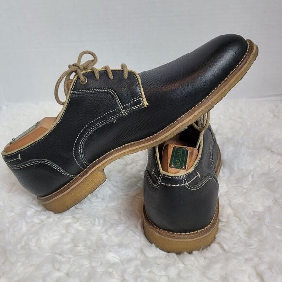 Johnston & Murphy Howell Mens Oxford Shoes Sz 9.5 Plain Toe Navy Oiled Leather - Picture 6 of 10